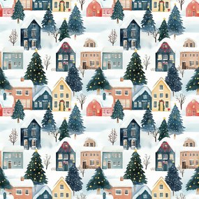 Pamut ágynemű WINTER VILLAGE színes Ágyneműhuzat mérete: 2 db 70 x 90 cm | 200 x 220 cm
