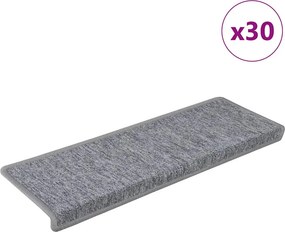 vidaXL 30 db világosszürke lépcsőszőnyeg, téglalap alakú széllel, 65 x 21 x 4 cm