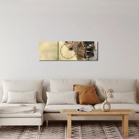 Egy oroszlán kölyök képe (órával) (90x30 cm)
