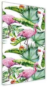 Photo kép üveg A levelek és a flamingók osv-154753401