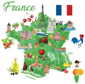 Illusztráció Travel Map of France, drmakkoy