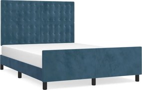 vidaXL sötétkék bársony ágykeret matrac nélkül 140 x 190 cm