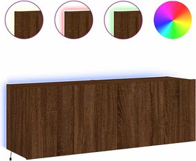 vidaXL 2 db barna tölgyszínű fali TV-szekrény LED-del 60x35x41 cm