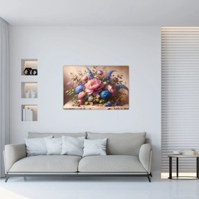Kép - Asztal tele virágokkal (90x60 cm)