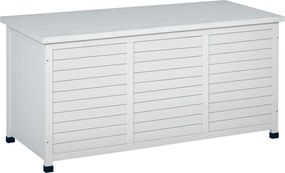 Outsunny Kültéri Tároló láda 284L Fa Kert doboz Vízálló Nyitható tetővel és Redős kialakítással 127x56x60 cm Fehér | Aosom