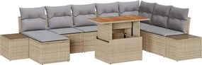 vidaXL Kert étkező szett párnával 9 pcs Barna és szürke