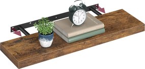 Lebegő fali polc rejtett konzollal, 80 × 20 cm, 15 kg, rusztikus barna