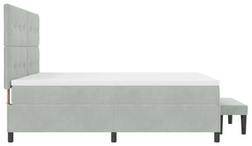 Box Spring Ágy Matraccal és Paddal Világosszürkében 200x200 cm Bársony