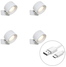 4 darabos modern fehér fal- és mennyezeti lámpa szett LED-del, újratölthető - Bright
