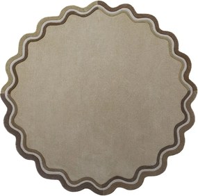Natúr színű kézi szövésű gyapjú kerek szőnyeg ø 180 cm Leo Scallop – Flair Rugs