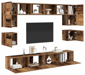 TV szekrény garnitúra 8 pcs Régi fa 100 x 30 x 30 cm Faanyag