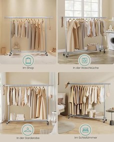 Nagy teherbírású ruhatartó állvány 150 kg maximális terheléssel, ezüst színben