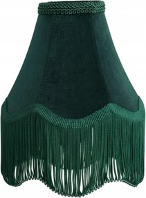 Velúr lámpaernyő zöld gyertyatartó 7/14/13 cm zöld rojtos