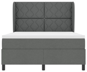Boxspring Ágy Matracokkal - Sötétszürke, 140x190 cm, Szövet