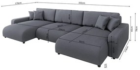 Sötétszürke kordbársony kinyitható tárolóhelyes sarokkanapé Sara – Ropez