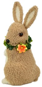 Húsvéti nyuszi fleece, virággal, 15 x 27 x 12 cm