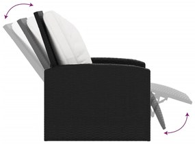 fekete polyrattan dönthető kerti szék párnával