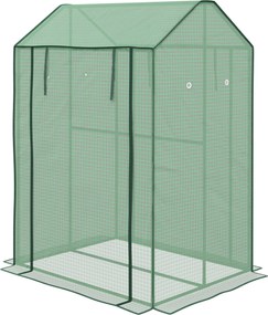 Outsunny Kerti Üvegház PE, Balkon Üvegház, Megerősített 135 g/m² Fólia, Acél Váz, 2 Felhúzható Cipzáras Ajtó, Zöldség, Növény és Virágok Számára, Belt