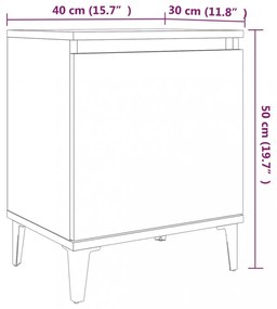 füstös tölgyszínű éjjeliszekrény fémlábakkal 40 x 30 x 50 cm