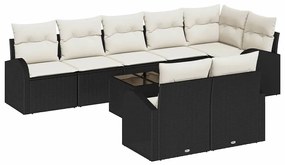 vidaXL Kerti Kanapé Szett párnával 9 pcs Fekete és Fehér polirattan