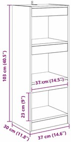 Könyvespolc Musta tammi 40 x 30 x 103 cm Faanyag