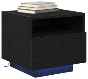 Éjjeli szekrények LED világítással 2 db Fekete tölgy 40x39x37 cm