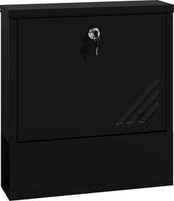 HOMCOM Fali Levélszekrény Zárral, Tetővel, Réz Maggal, Fém Levélszekrény Kültéri Használatra, Sötétszürke, 30 x 8.5 x 32.5 cm | Aosom