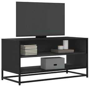 fekete szerelt fa és fém TV-szekrény 91x40x46 cm
