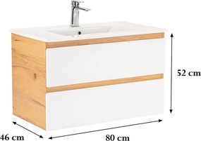 Vario Forte 80 alsó szekrény mosdóval tölgy-fehér