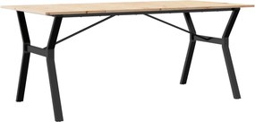 vidaXL tömör fenyőfa és acél étkezőasztal Y-vázzal 180x90x75 cm
