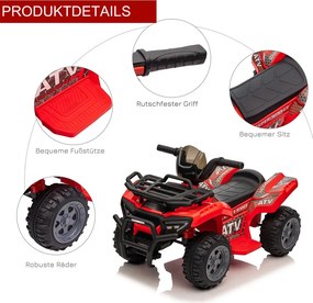HOMCOM Kids Quad elektromos 6V-os gyerek quad hátrameneti funkcióval, zenével, piros