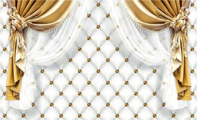 Fotótapéta Függöny virágok rojtokkal Elegancia stílus vinil 254x184 +ragasztó