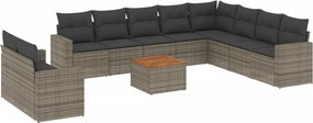 vidaXL 11 részes szürke polyrattan kerti ülőgarnitúra párnákkal