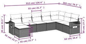 8 részes bézs polyrattan kerti ülőgarnitúra párnával