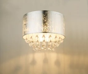 Globo 15188D3 Mennyezeti lámpa, nikkel matt, textil ezüst , akril kristály, áttetsző, ø: 400, H:380, Foglalat típusa:1xE27 60W 230V