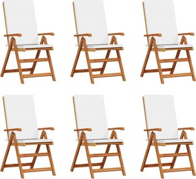 vidaXL Kerti Szék 6 pcs Barna és fehér 57 x 71,5 x 104 cm Tömör Teakfa