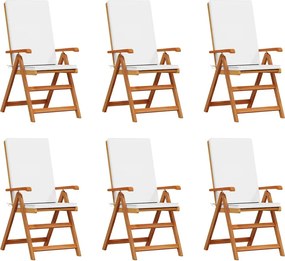 vidaXL Kerti Szék 6 pcs Barna és fehér 57 x 71,5 x 104 cm Tömör Teakfa