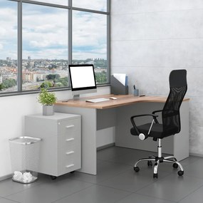 Irodabútor garnitúra SimpleOffice 2, 140 cm, jobb, szürke / dió