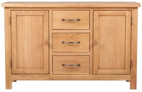 vidaXL háromfiókos tömör tölgyfa tálalószekrény 110 x 33,5 x 70 cm