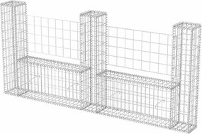 vidaXL U-alakú horganyzott acél gabion kosár 240 x 20 x 100 cm