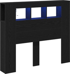 vidaXL LED ágytámla Fekete tölgy 120 x 18,5 x 103,5 cm Faanyag