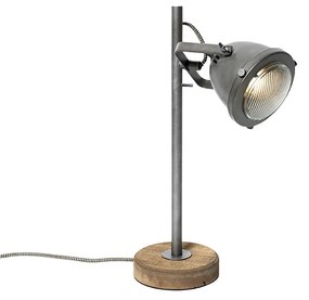 Ipari asztali lámpa acél fával 45 cm - Emado