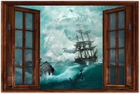 Poszterek 120x80 Vihar Tenger Hajó Tájkép