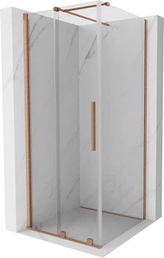 Mexen Velar, tolóajtós zuhanykabin 90 (ajtó) x 90 (fal) cm, 8mm átlátszó üveg, rézmatt, 871-090-090-01-65