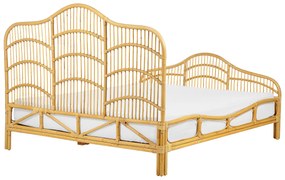 Világosbarna rattan franciaágy 160 x 200 cm DOMEYROT Beliani