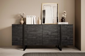 Verica komód 200 cm - szénfekete / fekete lábak