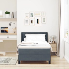 Boxspring Ágy Matraccal Sötétszürke 90x190 cm Bársony