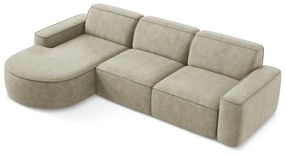 Bézs zsenília sarokkanapé (bal oldali-heverő résszel) Omao – Makamii