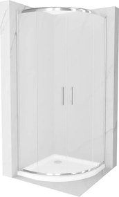 Mexen Rio zuhanykabin félkör alakú 80 x 80 cm, zúzmara, króm + Flat zuhanytálca, fehér - 863-080-080-01-30-4110