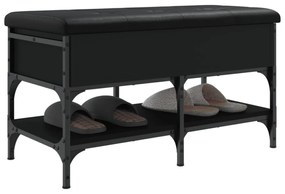 fekete szerelt fa cipőtároló pad 82 x 42 x 45 cm